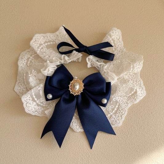British Vintage Lace Bow Pet Bib