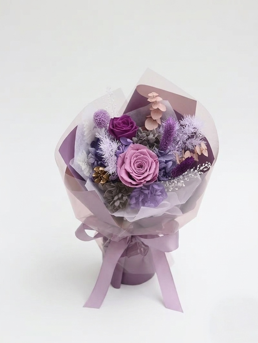 Mini Preserved Rose & Hydrangea Bouquet (4 colors)