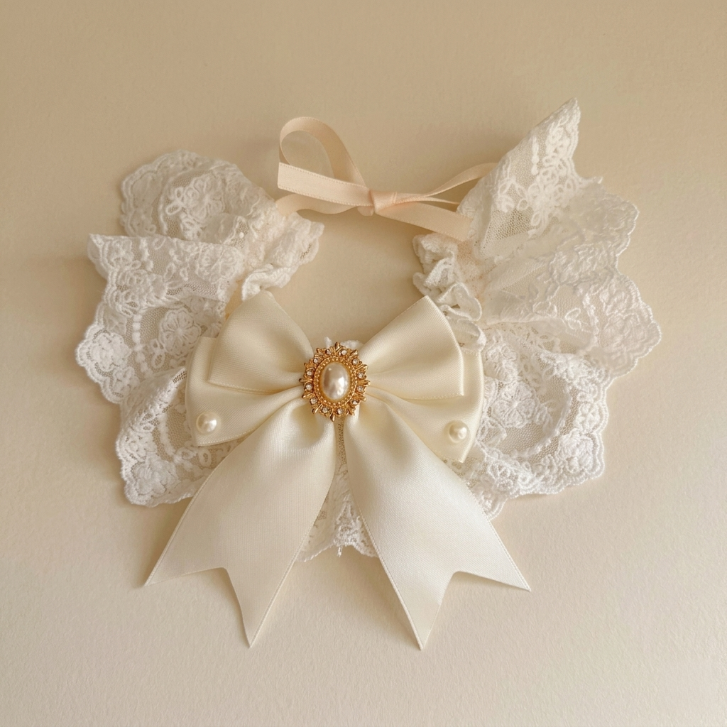British Vintage Lace Bow Pet Bib