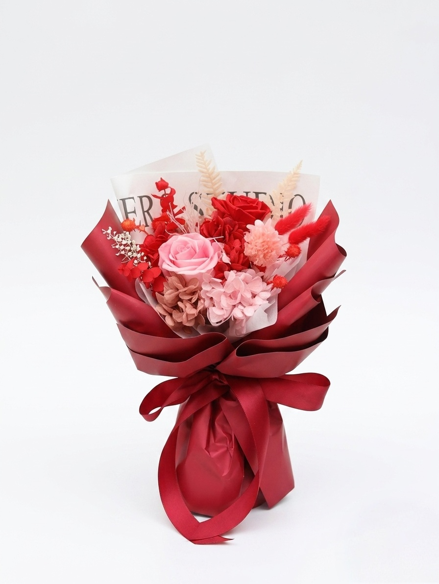 Mini Preserved Rose & Hydrangea Bouquet (4 colors)
