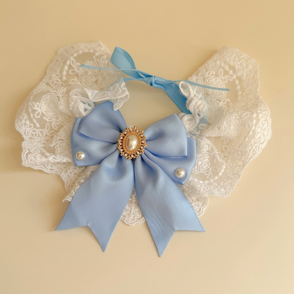 British Vintage Lace Bow Pet Bib