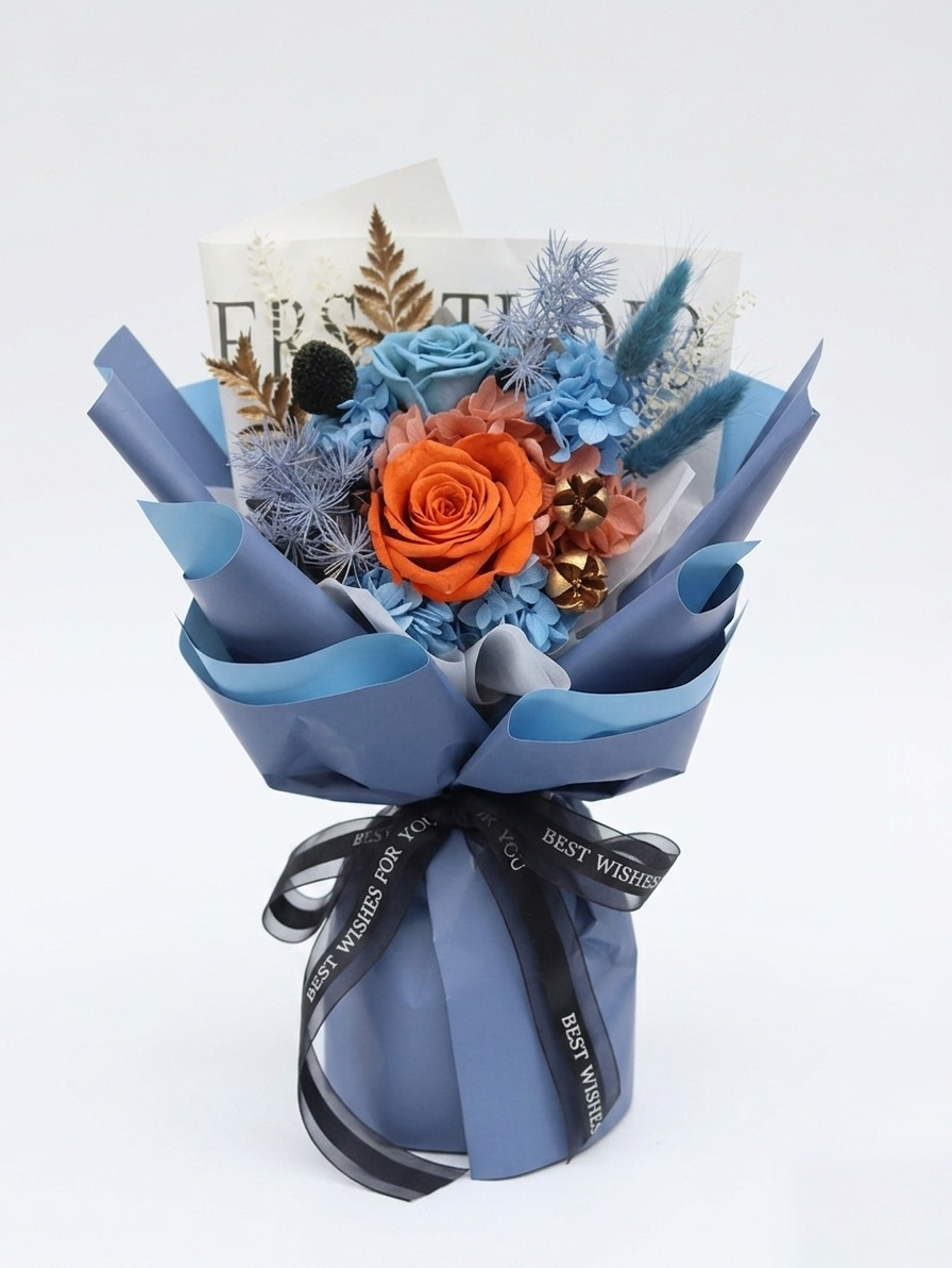 Mini Preserved Rose & Hydrangea Bouquet (4 colors)